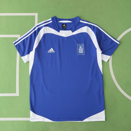 Greece EURO 2004 Final Blue Retro Home Kit Jersey Soccer Shirt